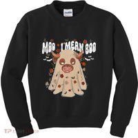 Moo I Mean Boo Funny Halloween Pig Ghost Kids Sweatshirt thumb 0