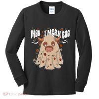 Moo I Mean Boo Funny Halloween Pig Ghost Kids Long Sleeve Shirt thumb 0