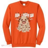 Moo I Mean Boo Funny Halloween Pig Ghost Sweatshirt thumb 0