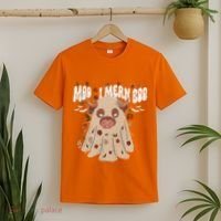 Moo I Mean Boo Funny Halloween Pig Ghost T-Shirt thumb 2