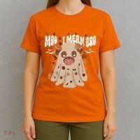 Moo I Mean Boo Funny Halloween Pig Ghost T-Shirt thumb 4