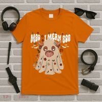 Moo I Mean Boo Funny Halloween Pig Ghost T-Shirt thumb 5