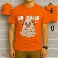 Moo I Mean Boo Funny Halloween Pig Ghost T-Shirt thumb 6
