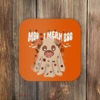 Moo I Mean Boo Funny Halloween Pig Ghost Coaster thumb 0