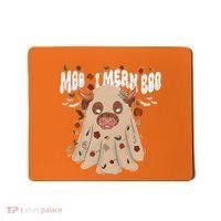 Moo I Mean Boo Funny Halloween Pig Ghost Mousepad thumb 0