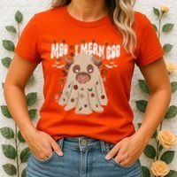 Moo I Mean Boo Funny Halloween Pig Ghost Women's T-Shirt thumb 2