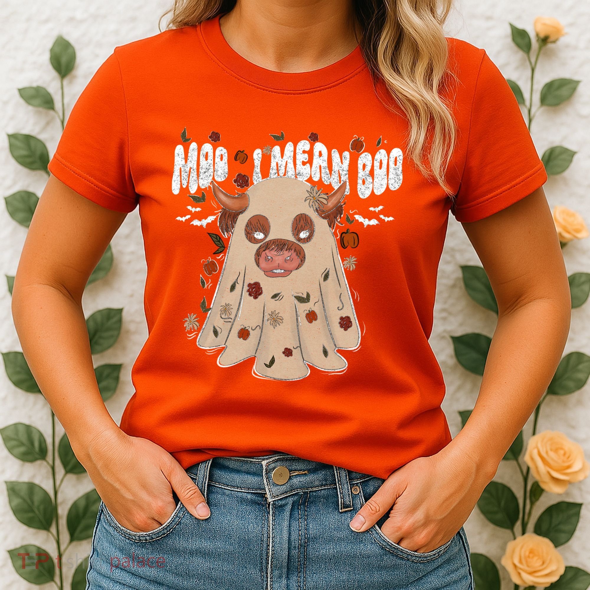 Moo I Mean Boo Funny Halloween Pig Ghost Women's T-Shirt