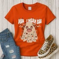 Moo I Mean Boo Funny Halloween Pig Ghost Women's T-Shirt thumb 3