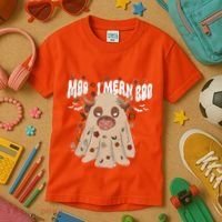 Moo I Mean Boo Funny Halloween Pig Ghost Kids T-Shirt thumb 3