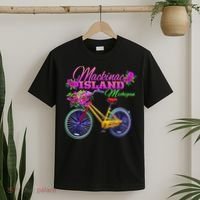 Mackinac Island Michigan Vintage Bike Flowers T-Shirt thumb 2
