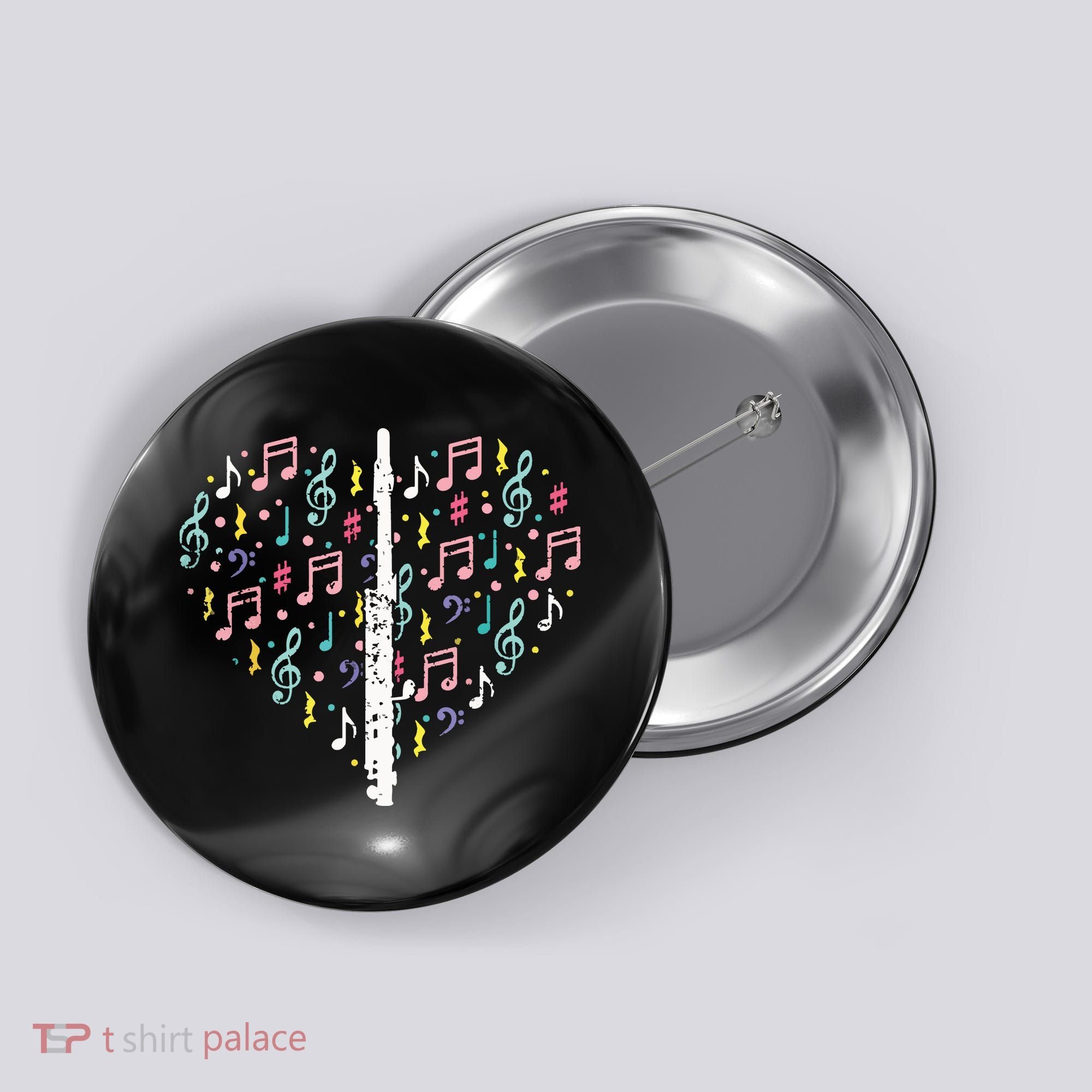 Musical Instruments Music Notes Lover Flute Button