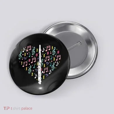 Musical Instruments Music Notes Lover Flute Button