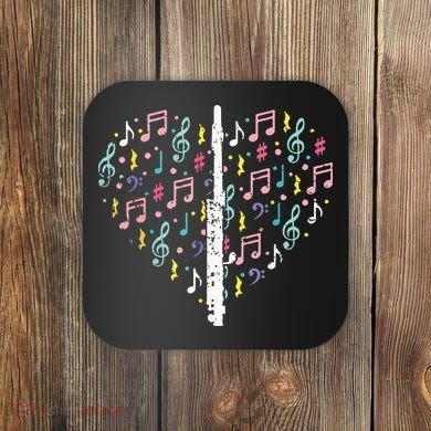 Musical Instruments Music Notes Lover Flute Coaster
