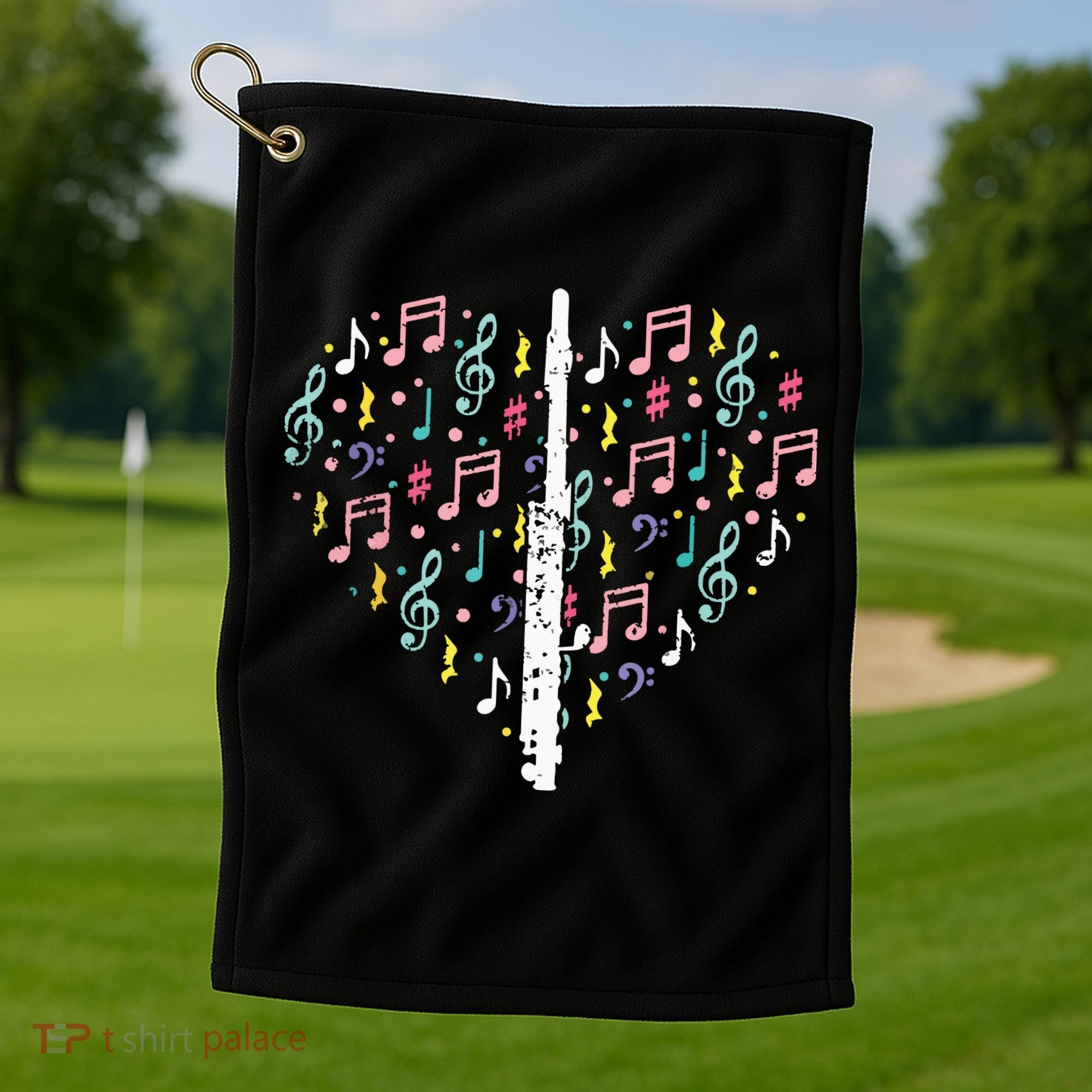 Musical Instruments Music Notes Lover Flute Golf Towel