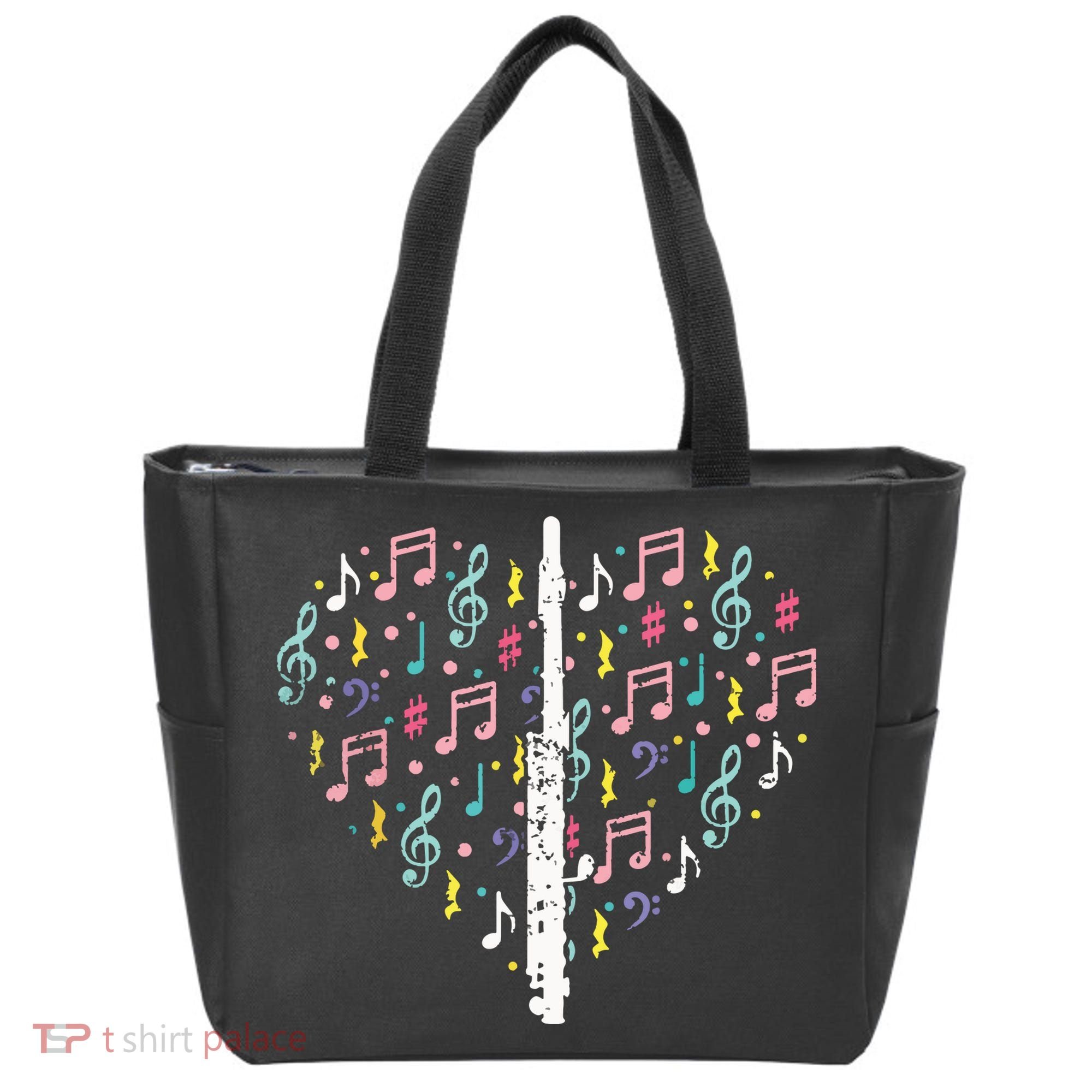 Musical Instruments Music Notes Lover Flute Tote Bag