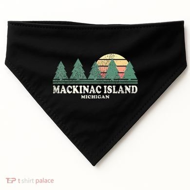 Mackinac Island Mi Vintage Throwback Retro 70s Design USA-Made Doggie Bandana