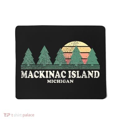 Mackinac Island Mi Vintage Throwback Retro 70s Design Mousepad