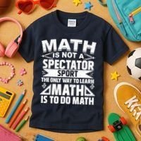 Math Is Not A Spectator Sport Mathematician Math Teacher Kids T-Shirt thumb 3