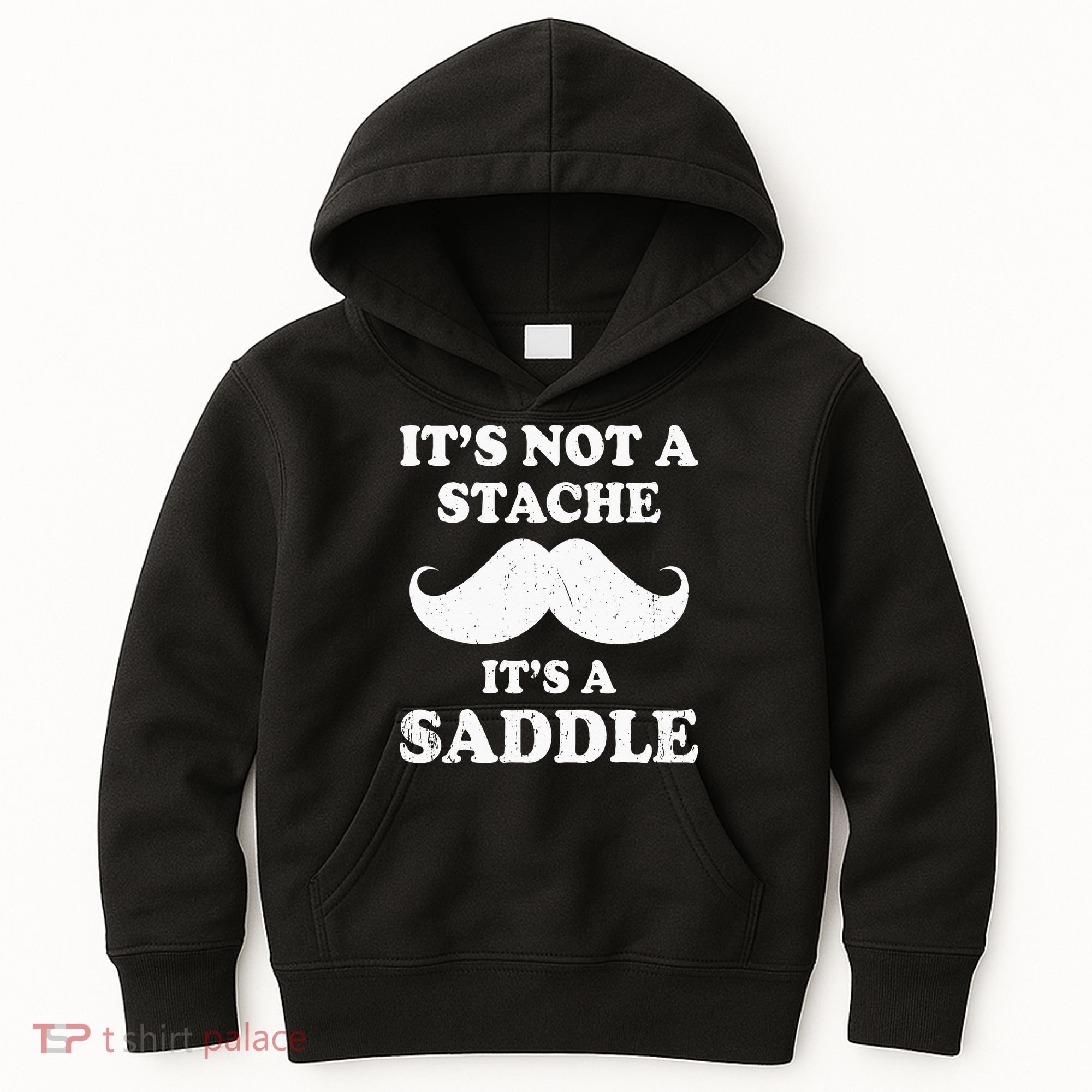Mustache ItS Not A Stache ItS A Saddle Moustache Ride Kids Hoodie