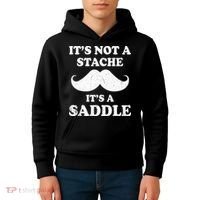Mustache ItS Not A Stache ItS A Saddle Moustache Ride Kids Hoodie thumb 4