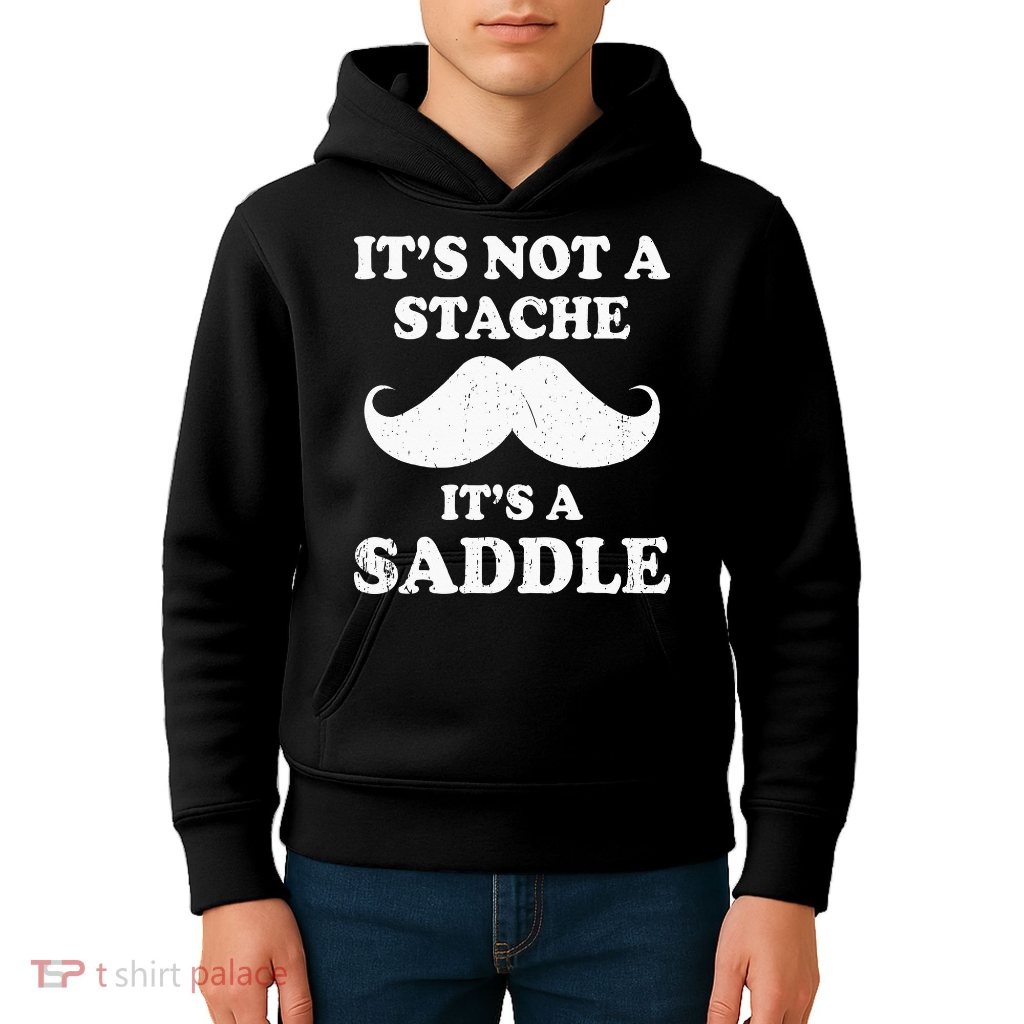 Mustache ItS Not A Stache ItS A Saddle Moustache Ride Kids Hoodie