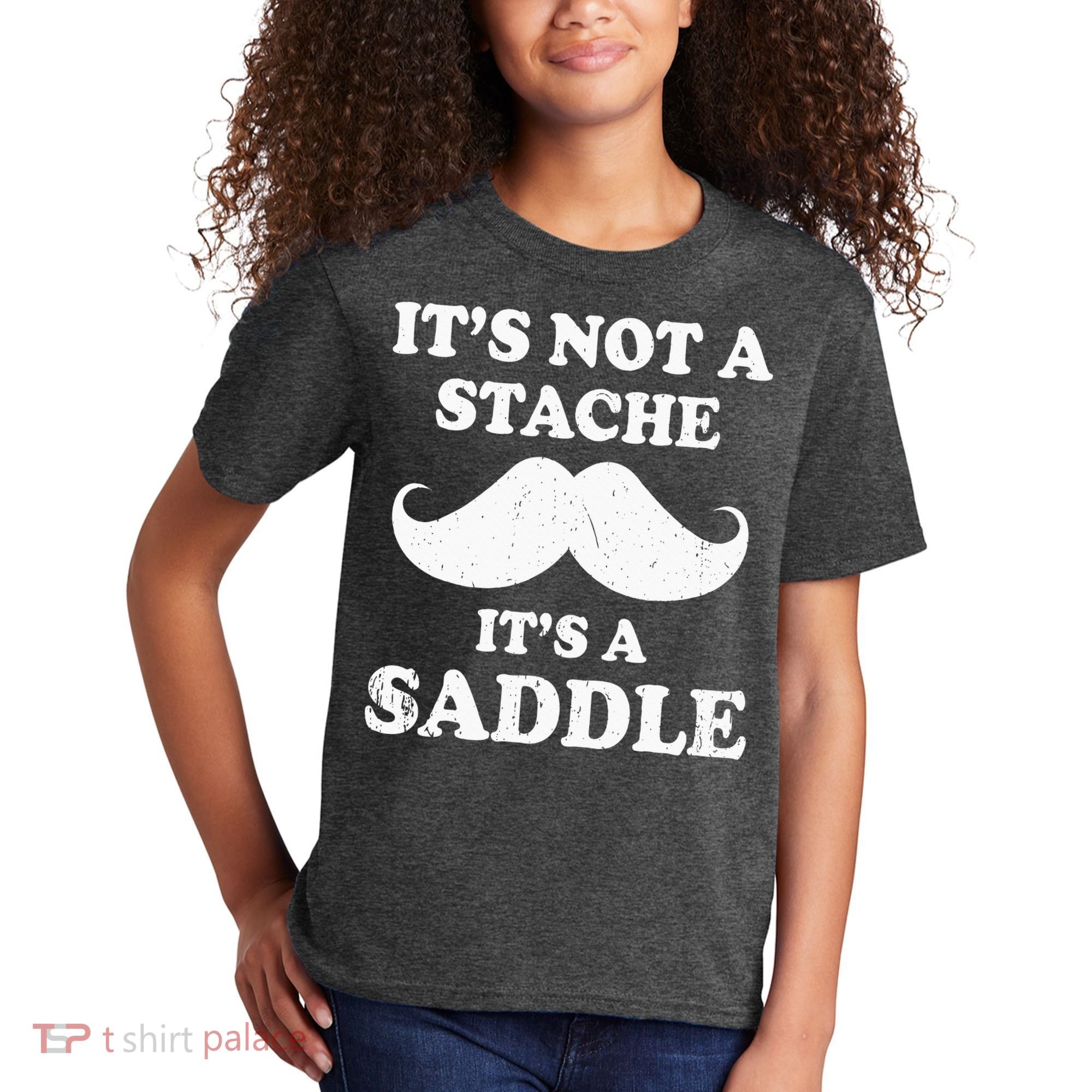 Mustache ItS Not A Stache ItS A Saddle Moustache Ride Kids T-Shirt