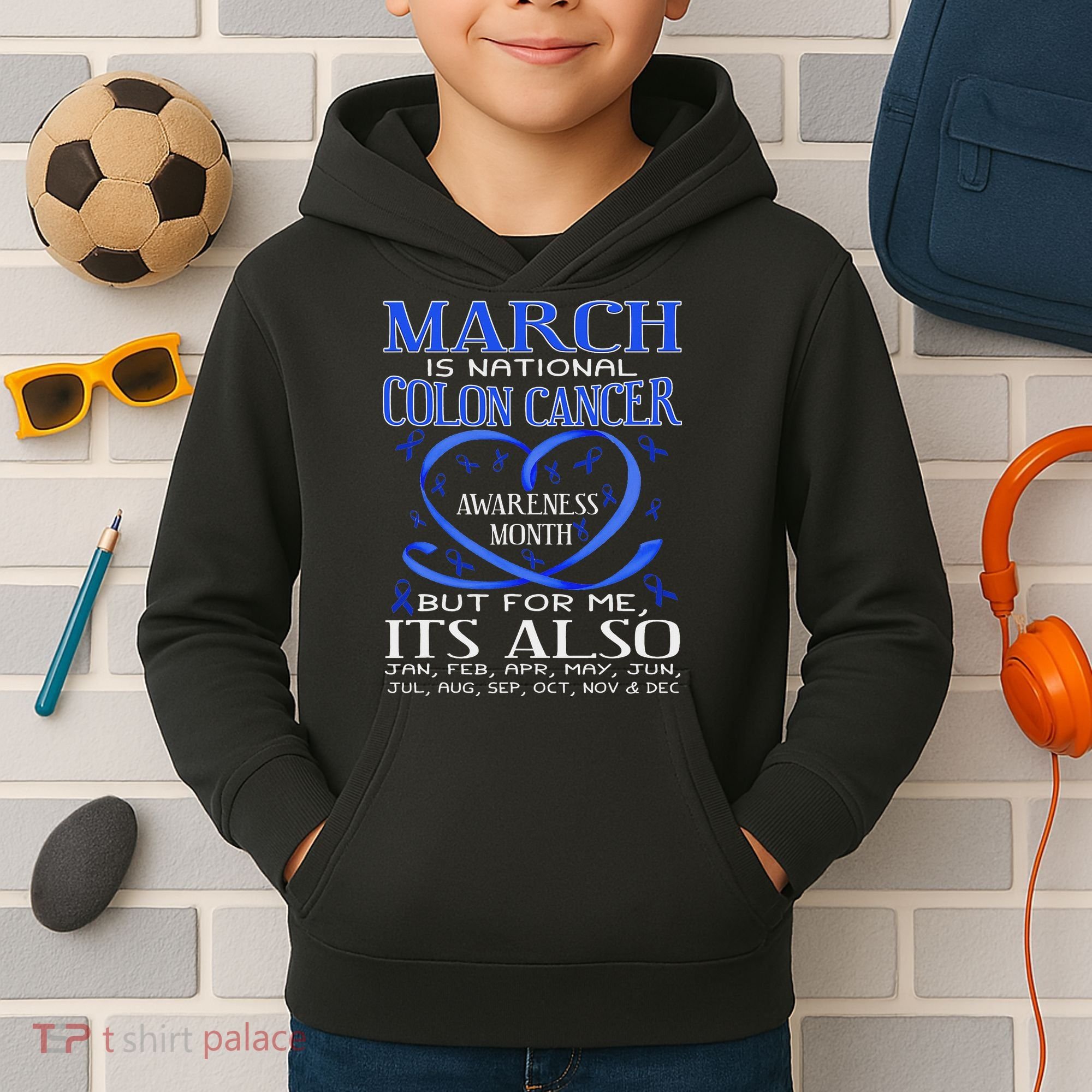 March Is National Colon Cancer Awareness Month Kids Hoodie