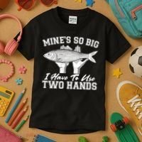 Mine's So Big I Have To Use Two Hands Fishing Kids T-Shirt thumb 3