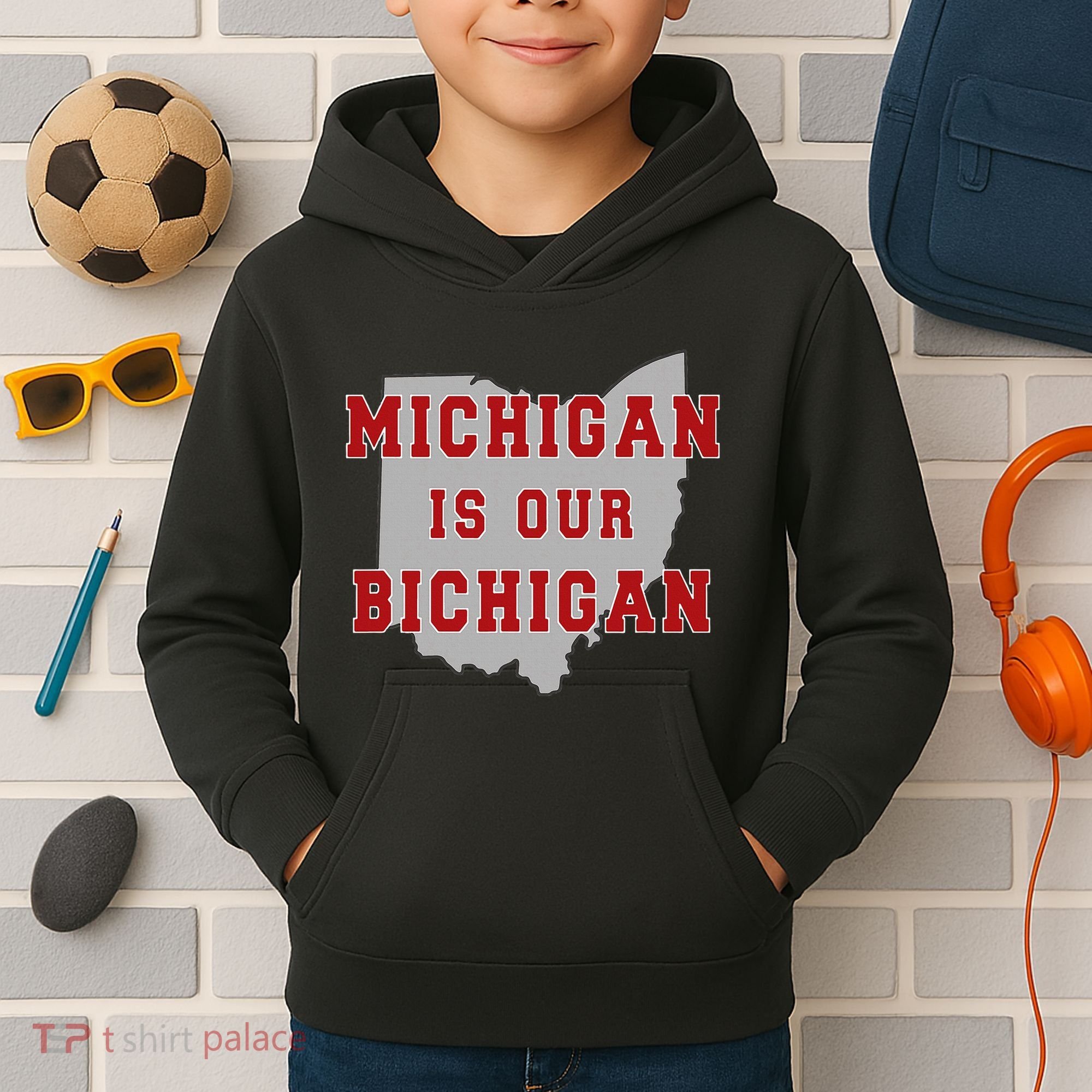 Michigan Is Our Bichigan Funny Ohio Kids Hoodie
