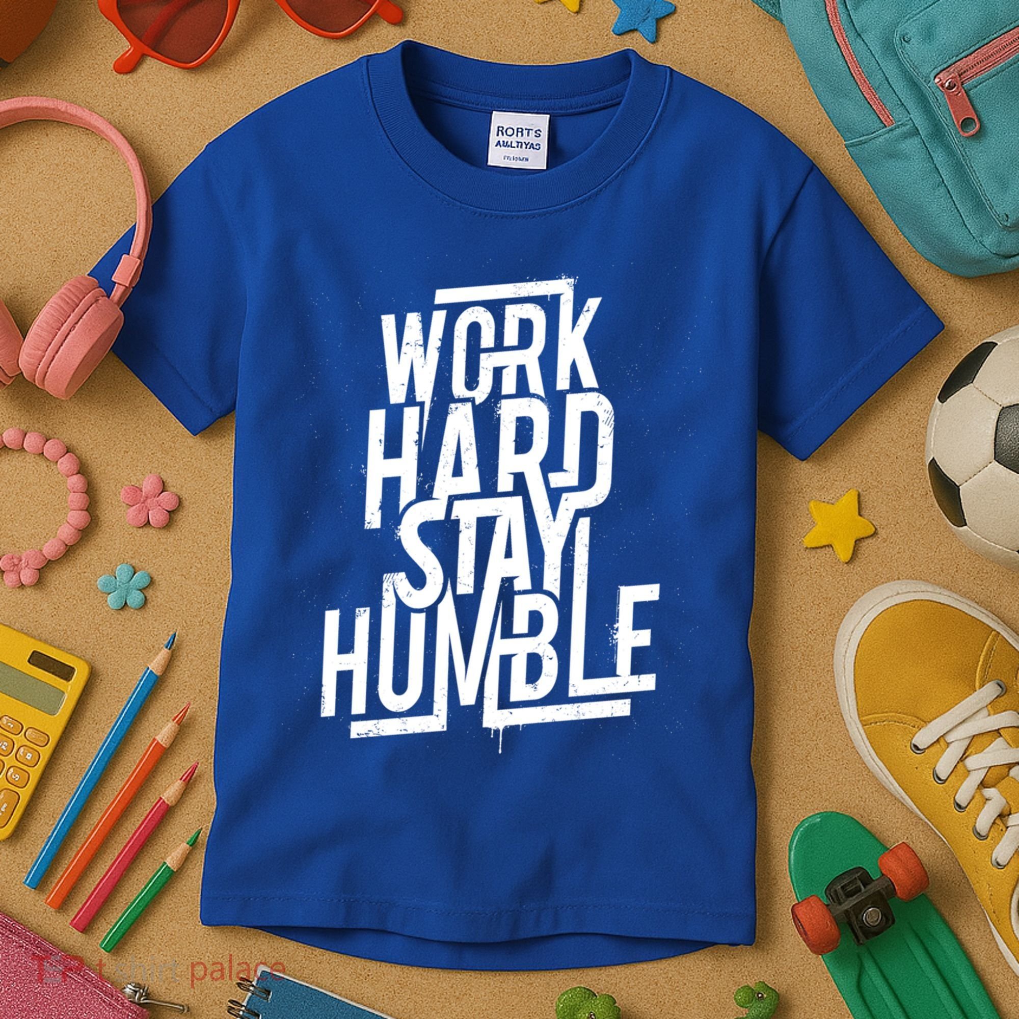 Motivational Inspirational Quote Work Hard Stay Humble Funny Gift Kids T-Shirt
