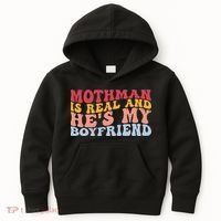 Mothman Is Real And He's My Boyfriend Cryptid Cryptozoology Kids Hoodie thumb 0