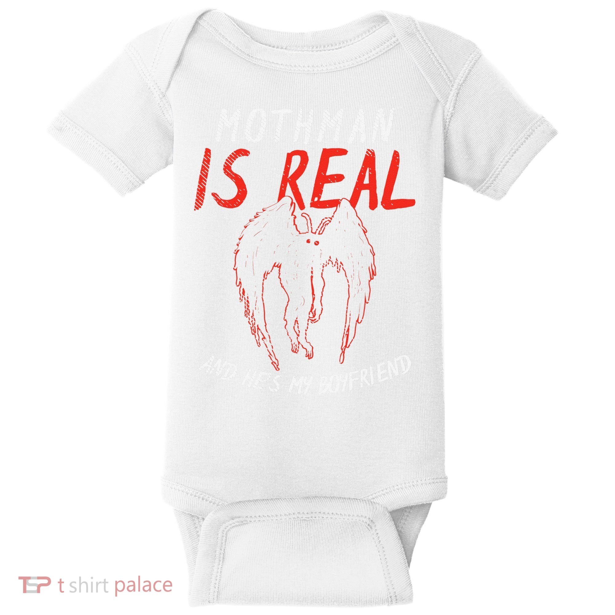 Mothman Is Real And He's My Boyfriend Funny Mothman Meme  Baby Bodysuit