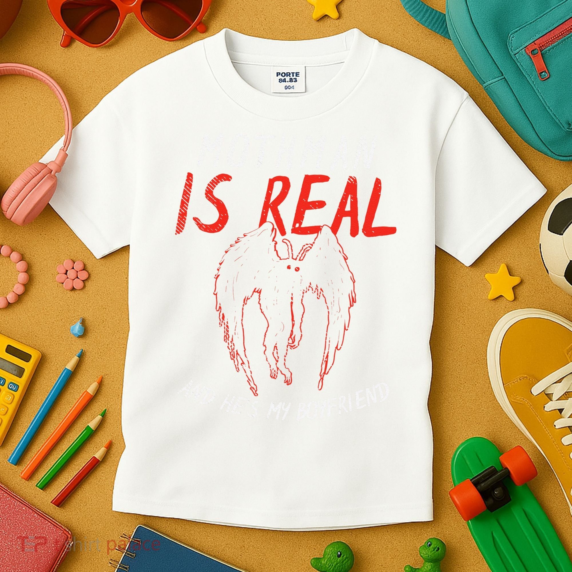 Mothman Is Real And He's My Boyfriend Funny Mothman Meme  Kids T-Shirt