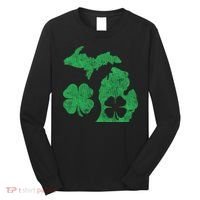 Michigan Irish Shamrock St Patricks Day Saint Paddys Long Sleeve Shirt thumb 0
