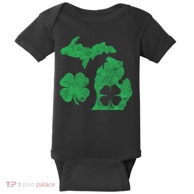 Michigan Irish Shamrock St Patricks Day Saint Paddys Baby Bodysuit