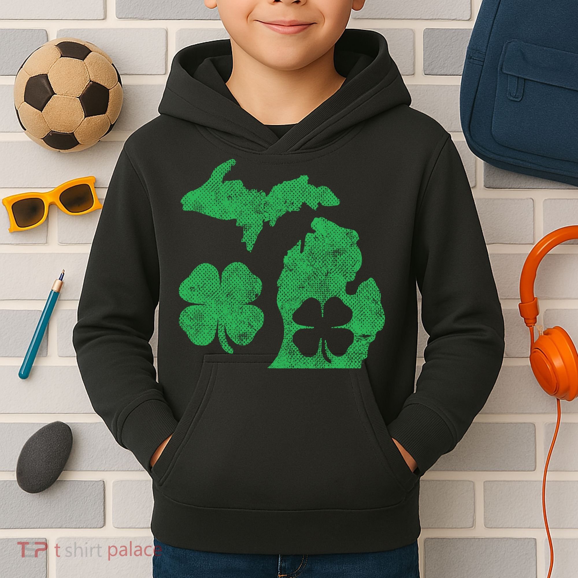 Michigan Irish Shamrock St Patricks Day Saint Paddys Kids Hoodie