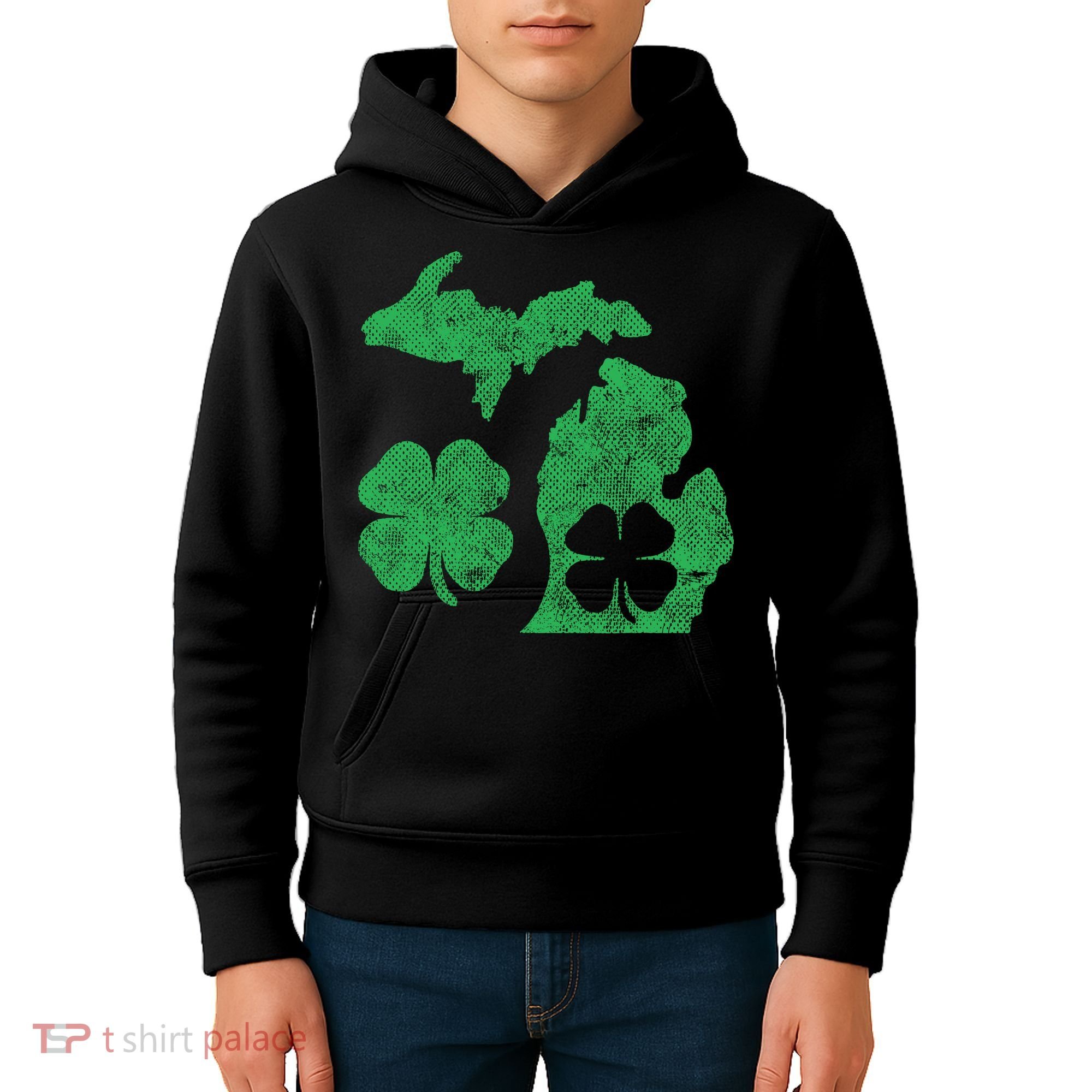 Michigan Irish Shamrock St Patricks Day Saint Paddys Kids Hoodie