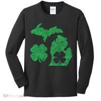 Michigan Irish Shamrock St Patricks Day Saint Paddys Kids Long Sleeve Shirt thumb 0