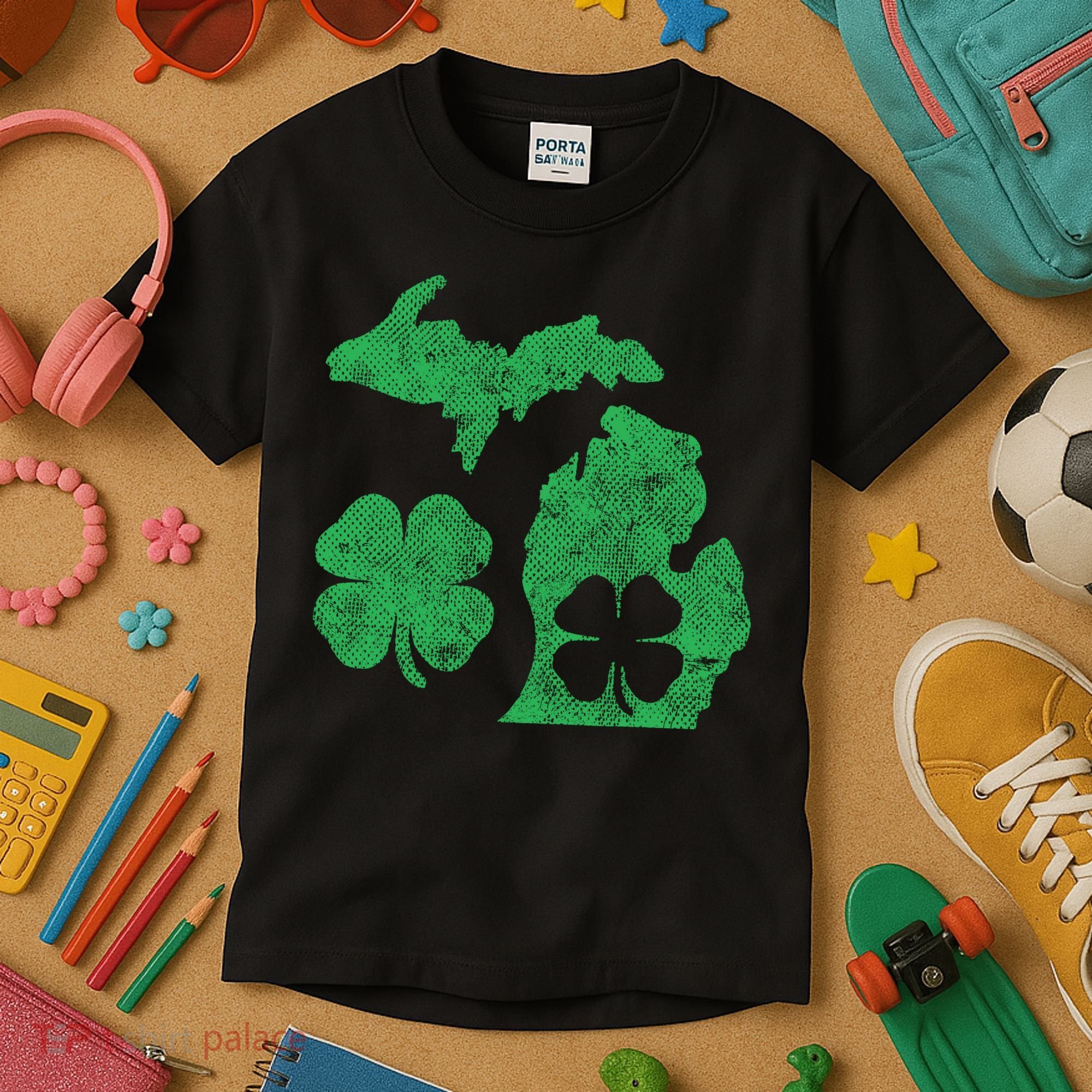 Michigan Irish Shamrock St Patricks Day Saint Paddys Kids T-Shirt