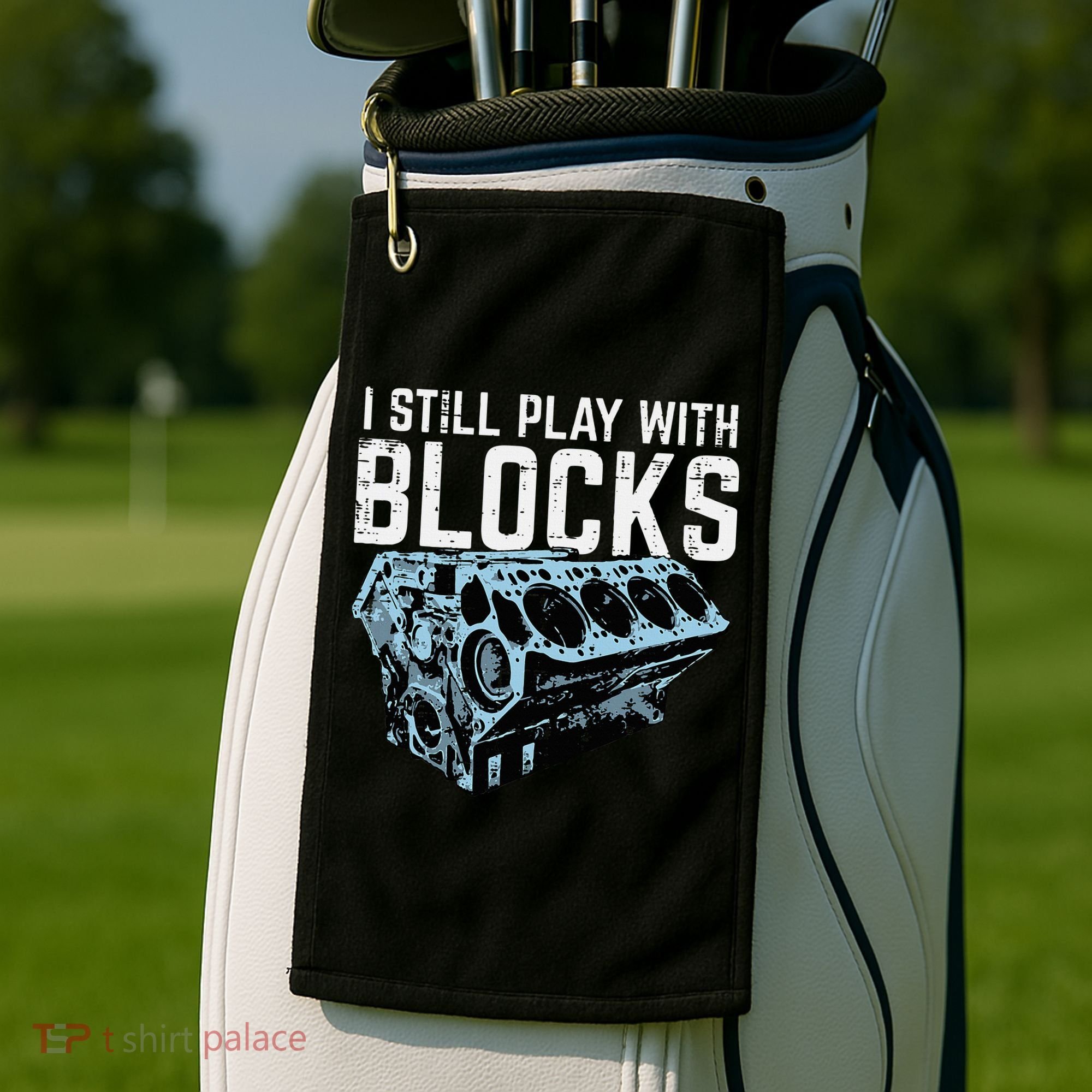 Mechanic I Still Play With Blocks Funny Car Engine Golf Towel
