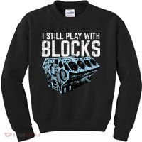 Mechanic I Still Play With Blocks Funny Car Engine Kids Sweatshirt thumb 0