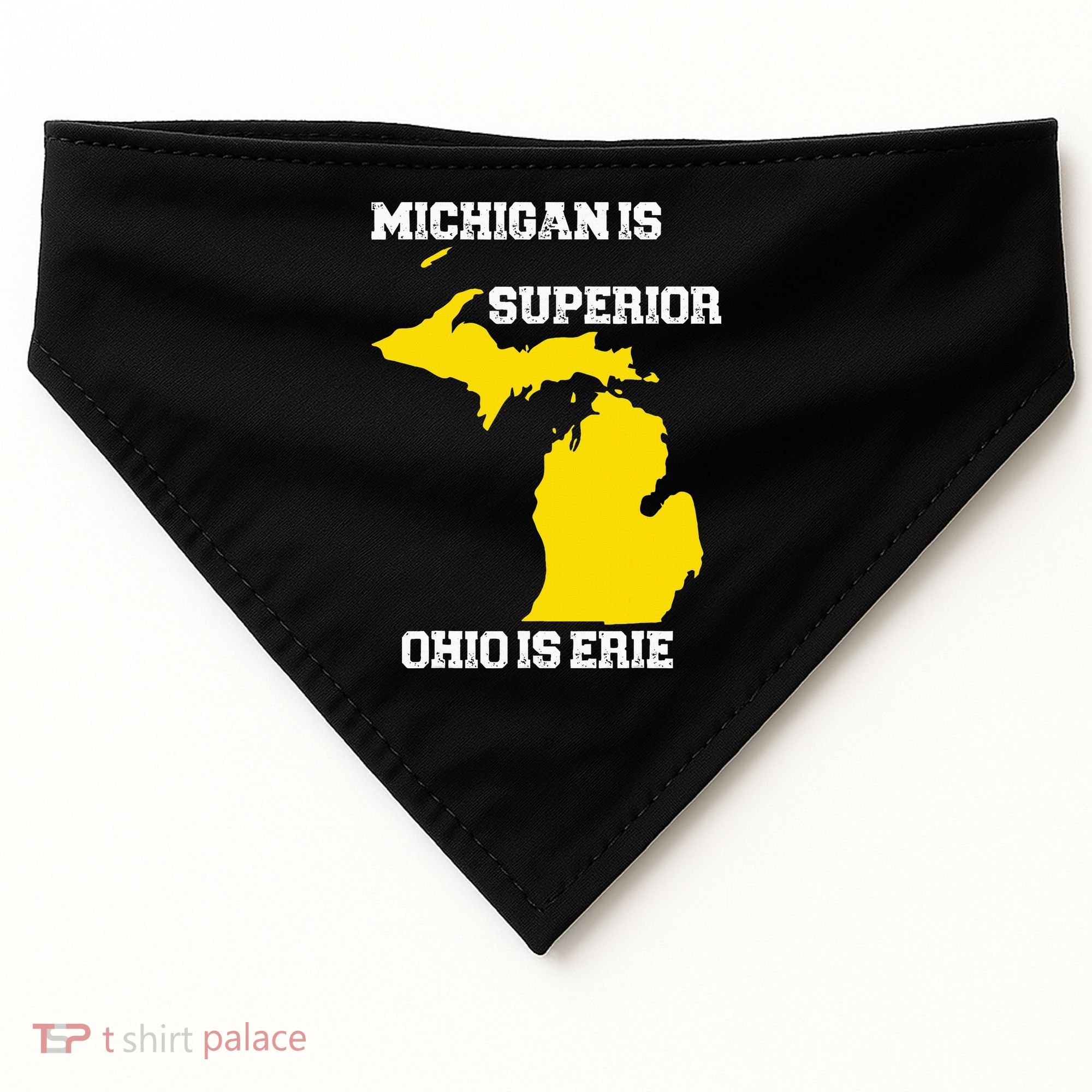 Michigan Is Superior Ohio Is Erie Funny Michigan Map USA-Made Doggie Bandana