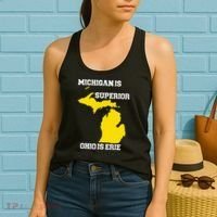 Michigan Is Superior Ohio Is Erie Funny Michigan Map Women's Tank Top thumb 2