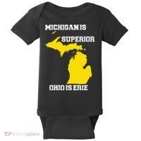 Michigan Is Superior Ohio Is Erie Funny Michigan Map Baby Bodysuit thumb 0