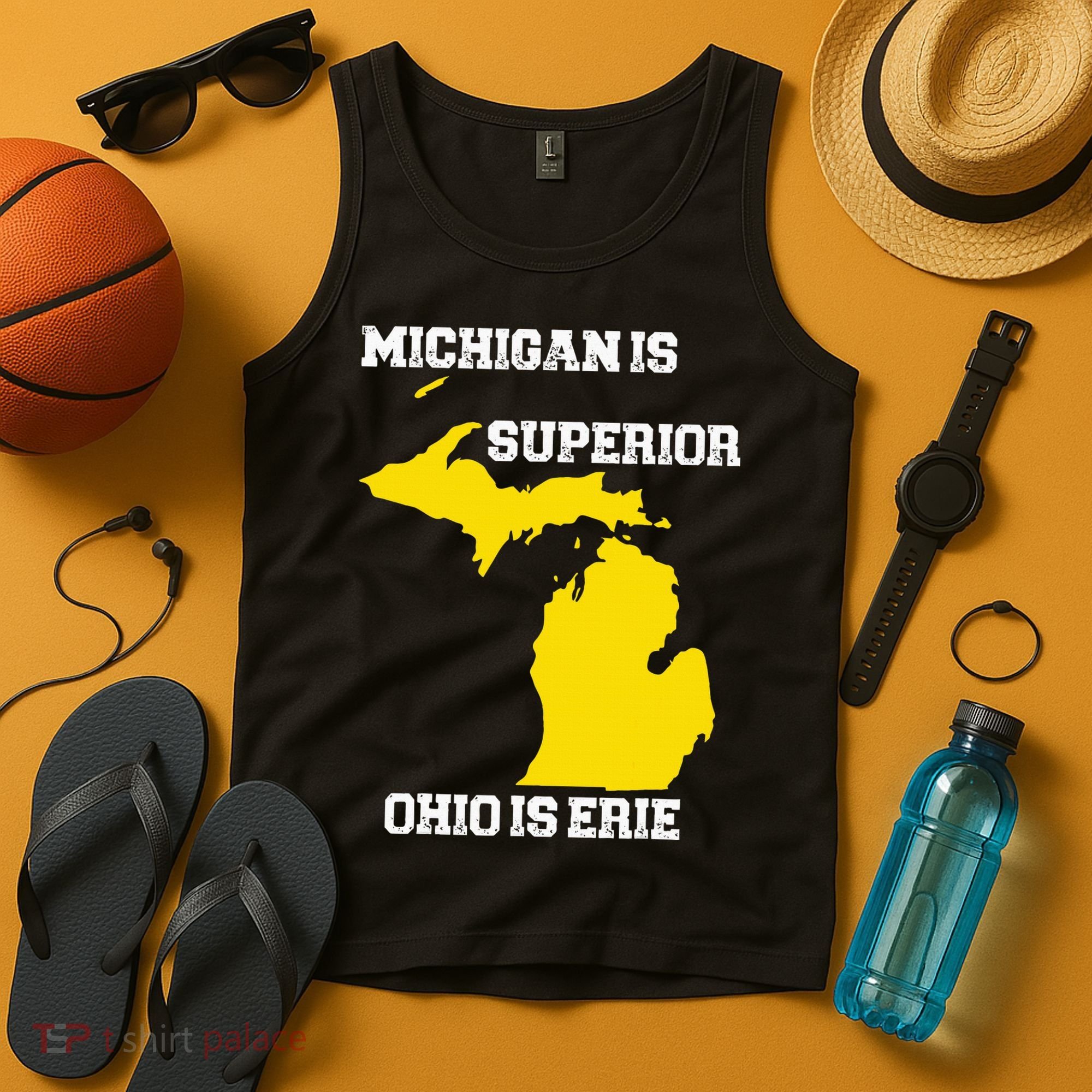 Michigan Is Superior Ohio Is Erie Funny Michigan Map Tank Top