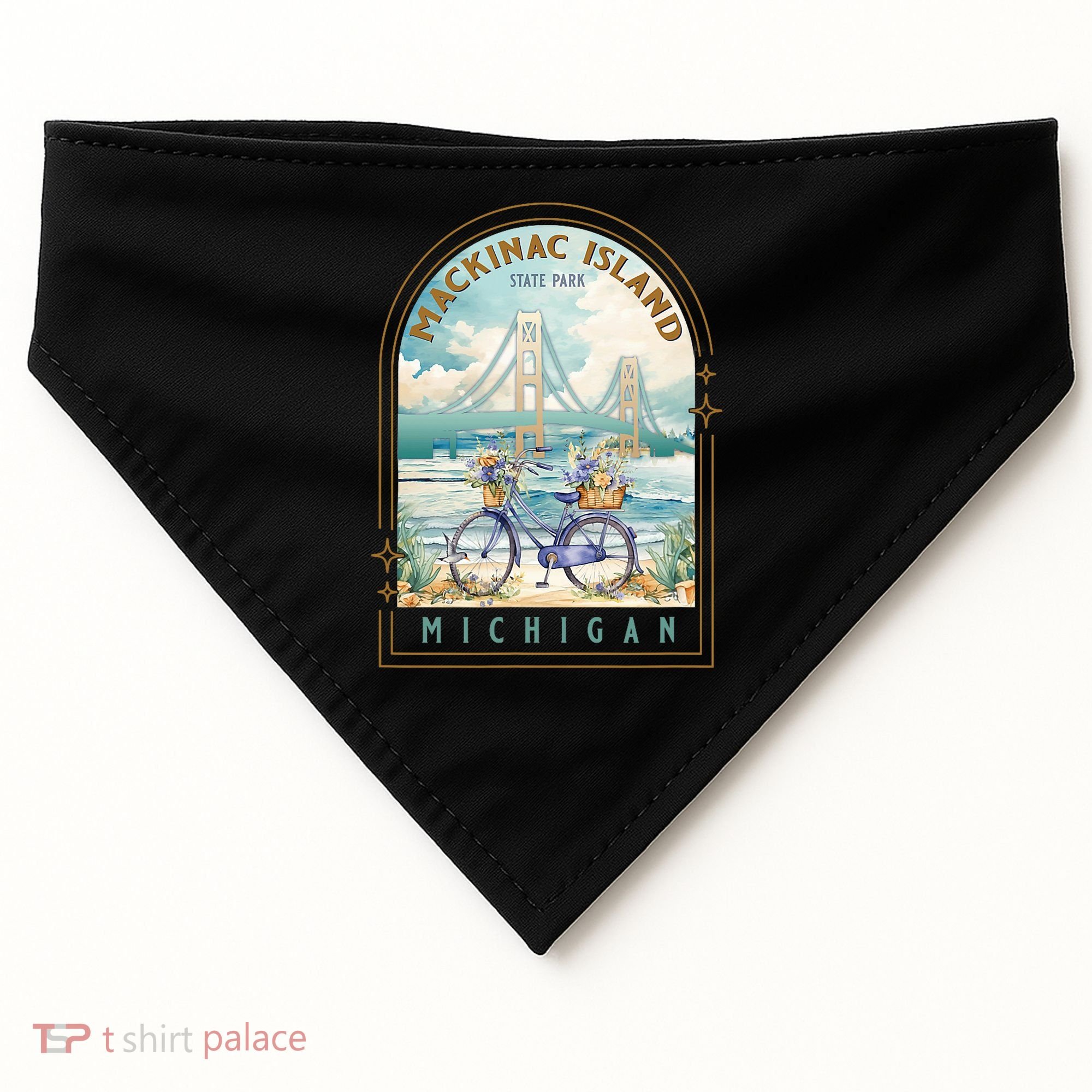 Mackinac Island State Park Michigan Usa Lake Huron Souvenir USA-Made Doggie Bandana