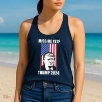 Miss Me Yet? Trump 2024 USA American Flag Women's Tank Top thumb 2