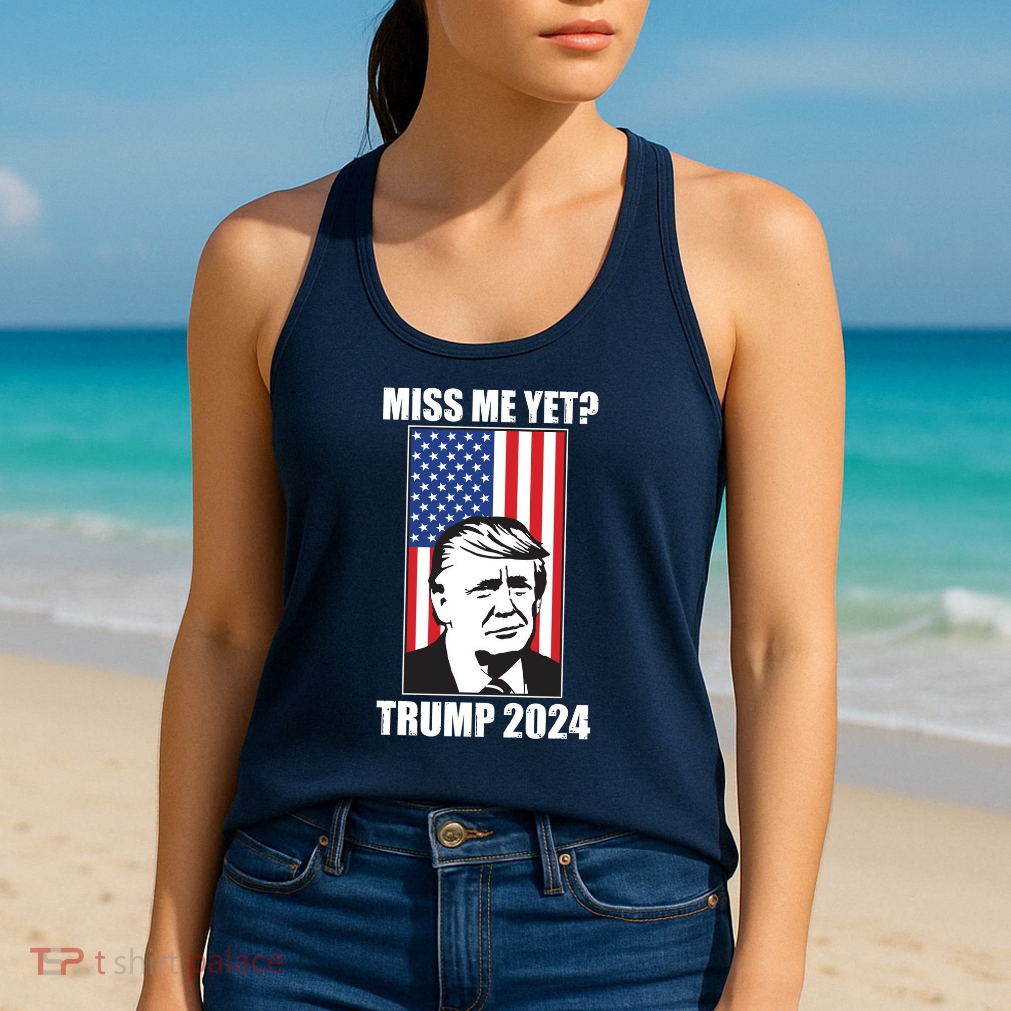 Miss Me Yet? Trump 2024 USA American Flag Women's Tank Top