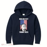 Miss Me Yet? Trump 2024 USA American Flag Kids Hoodie thumb 0