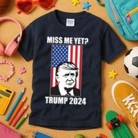 Miss Me Yet? Trump 2024 USA American Flag Kids T-Shirt thumb 3